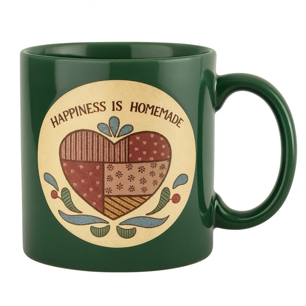 Vtg Happiness Homemade Coffee Tea Mug‎ Cup Country Valentine's Craft Gift Heart